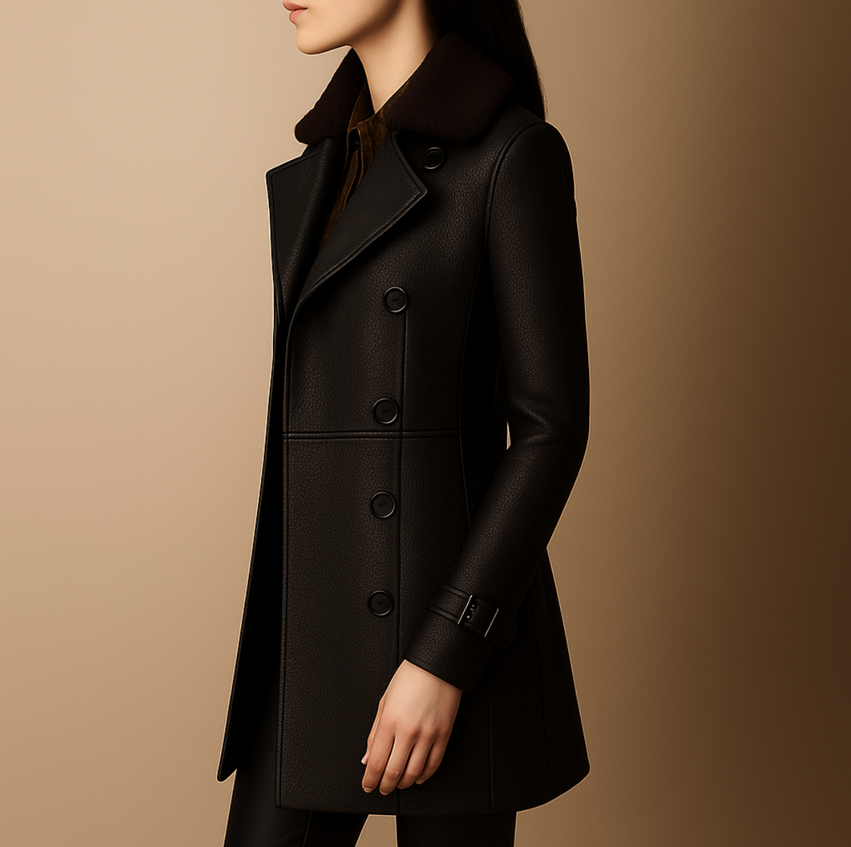 Maya - Manteau Cuir Élégant