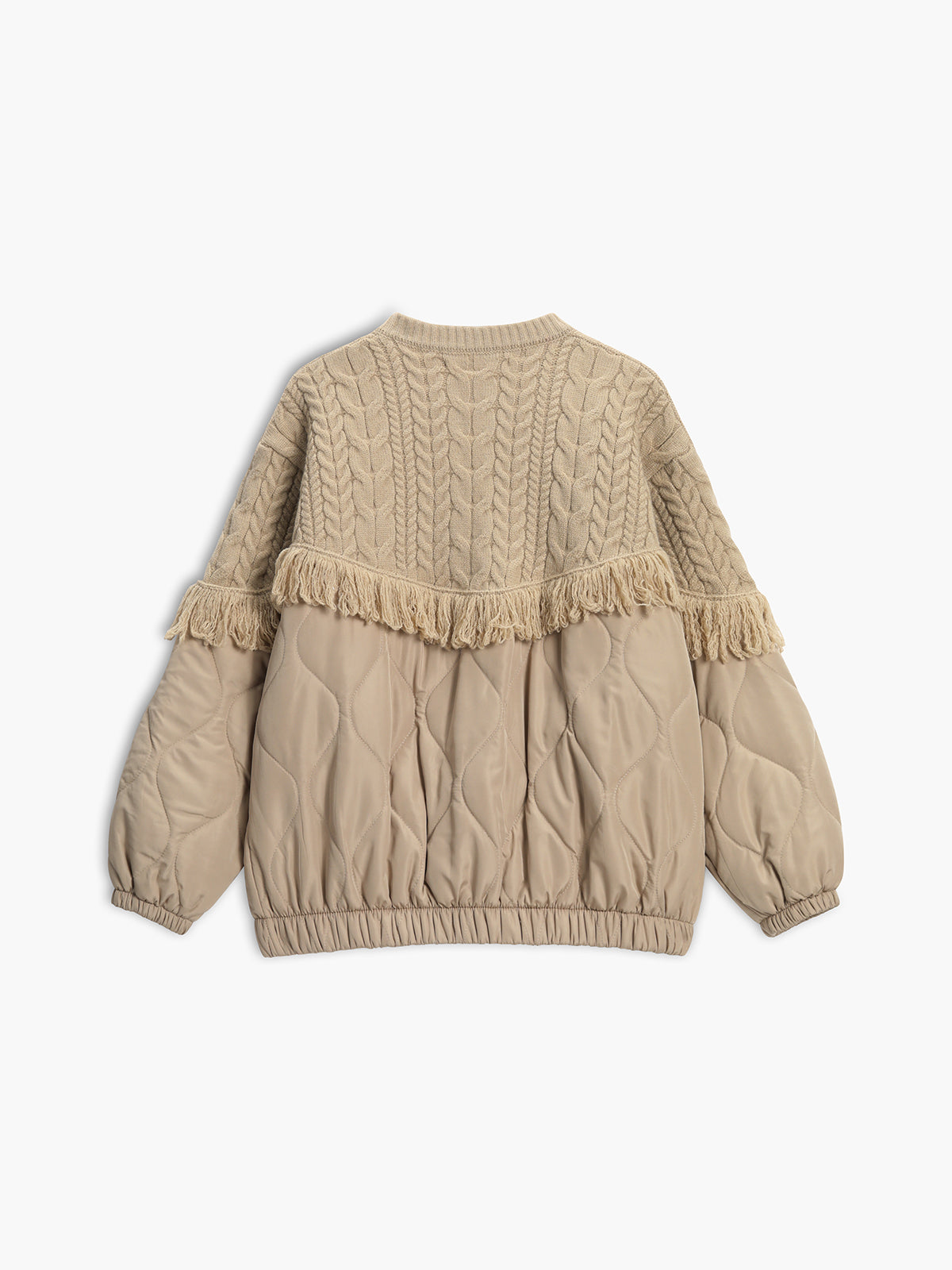 Vérae | Veste matelassée en tricot torsadé patchwork