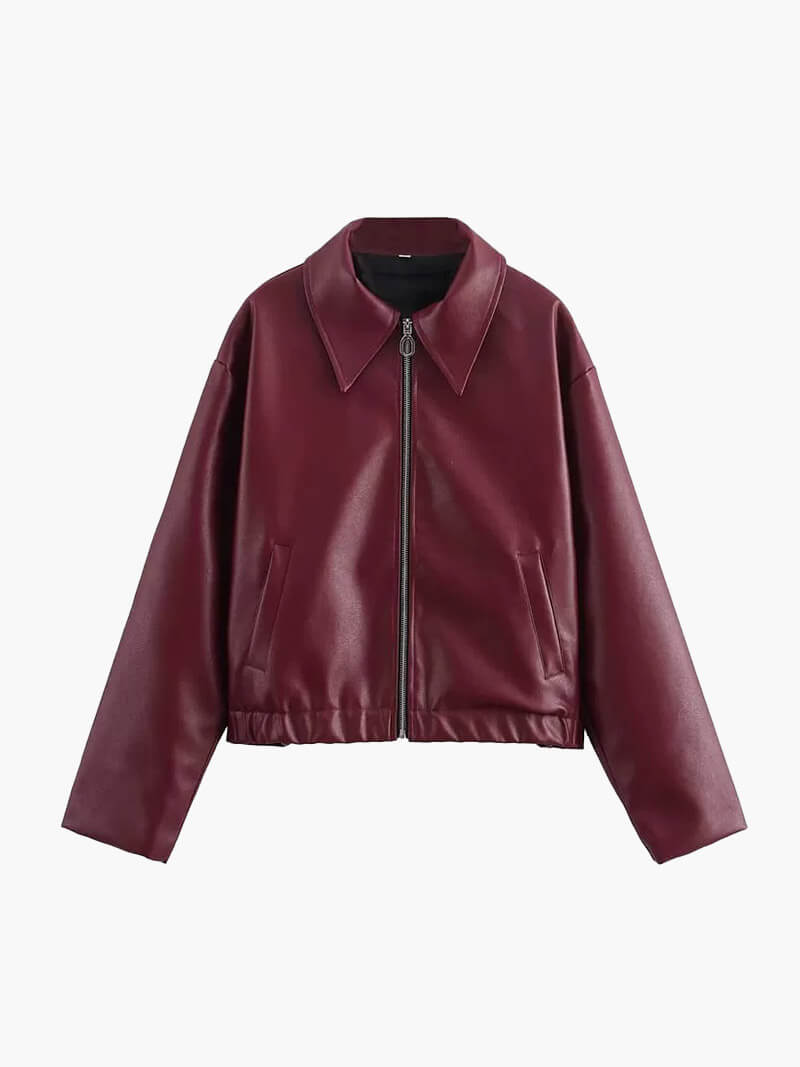 Vérae | Veste en cuir rouge