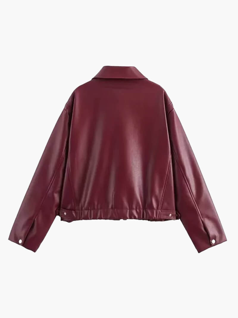 Vérae | Veste en cuir rouge