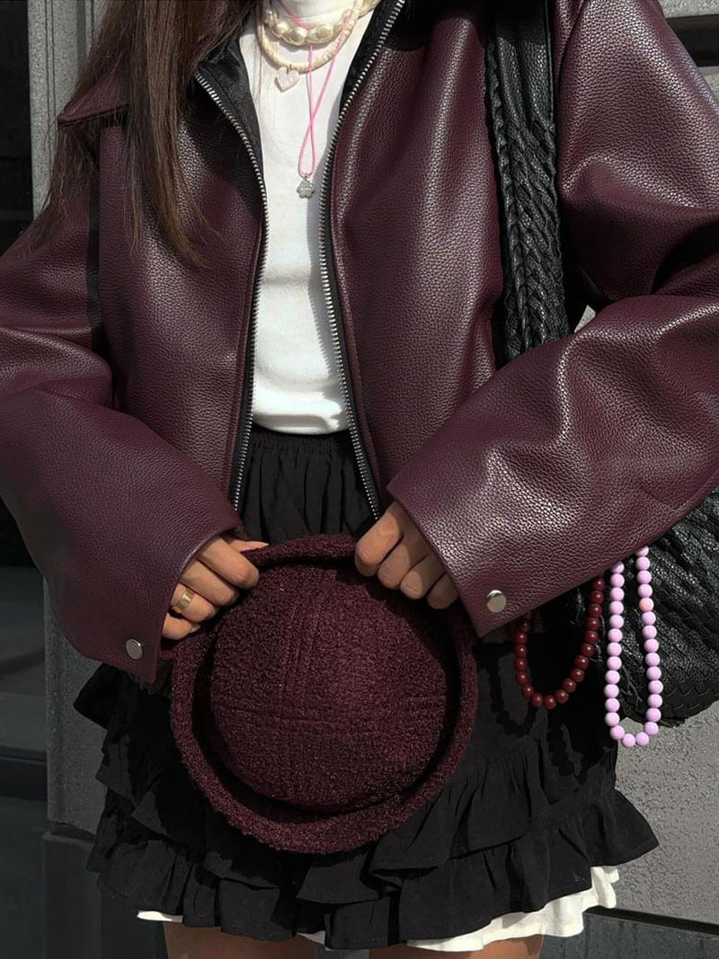 Vérae | Veste en cuir rouge